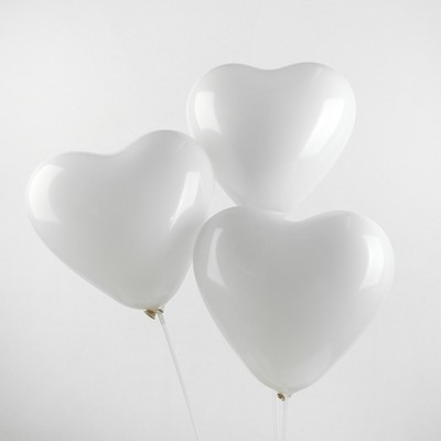 Шар латексный 12", сердце, пастель, набор 25 шт., цвет белый