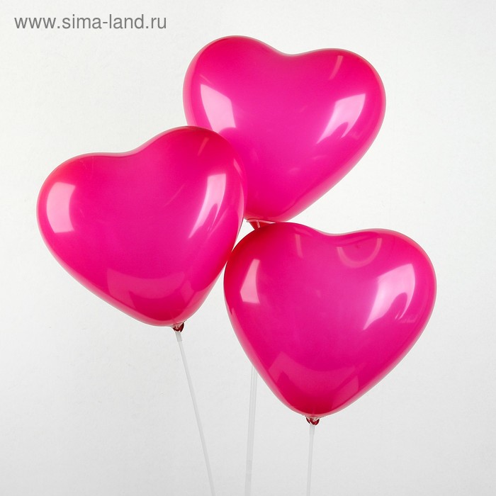 Шар латексный 12", сердце, пастель, набор 25 шт., цвет фуксии - Фото 1