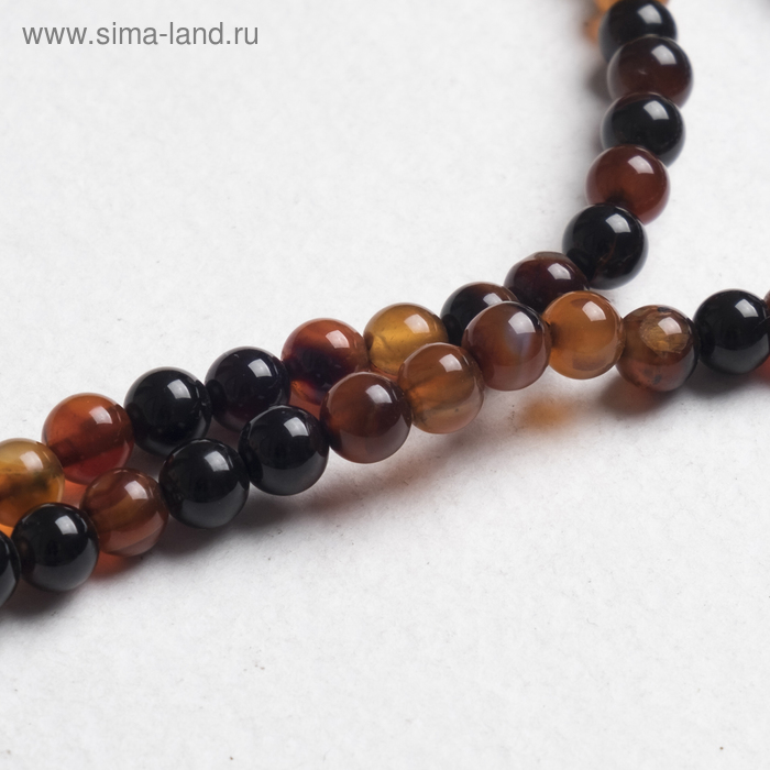 Бусины на нити шар №6 «Сардоникс» (64 бусины, +/-39см) - Фото 1