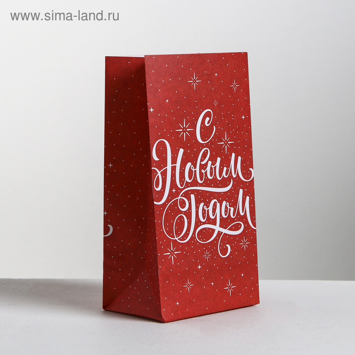 Пакет без ручек «Новогодний подарок», 10 × 19.5 × 7 см - Фото 1