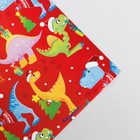 Бумага упаковочная глянцевая «Новогодние динозаврики», 70 × 100 см - Фото 2