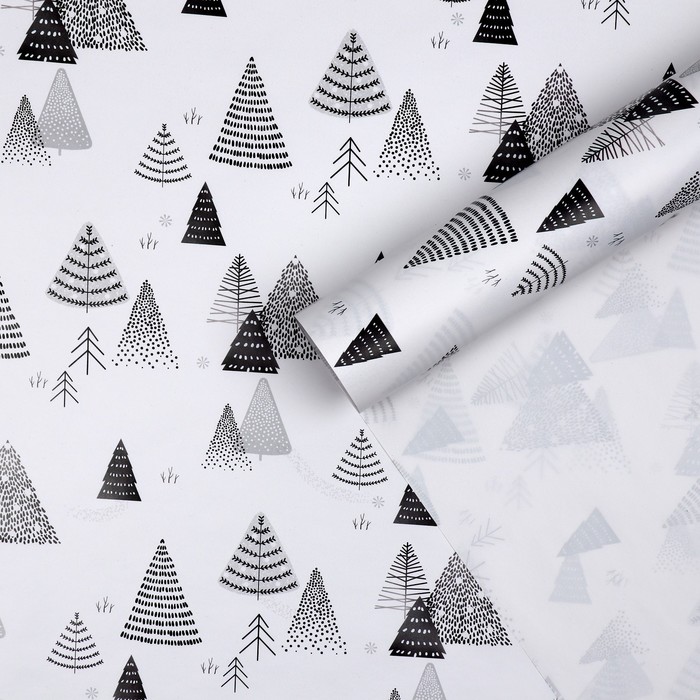 Бумага упаковочная глянцевая «Новогодний лес», 70 × 100 см - Фото 1