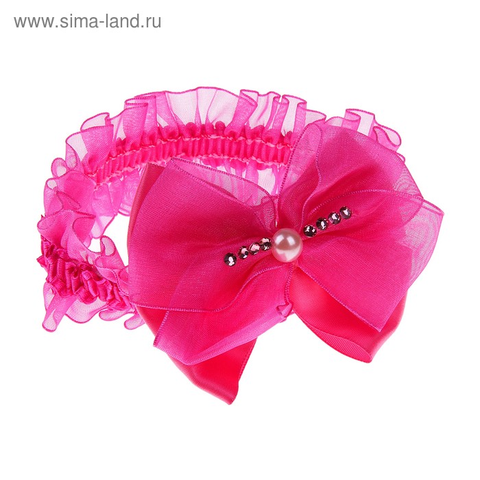повязка для волос "Кружево" бантик страза - Фото 1