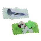 невидимка для волос ткань (набор12 шт) прямая бабочка с цветком - Фото 1