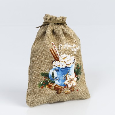 Мешочек подарочный с термонаклейкой «Тёплых праздников», 13 х 18 см +/- 1.5 см