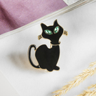 Брошь "Котик" застенчивый, цвет чёрный в золоте - фото 9811287