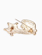 Брошь «Котик», застенчивый, чёрная в золоте - Фото 4