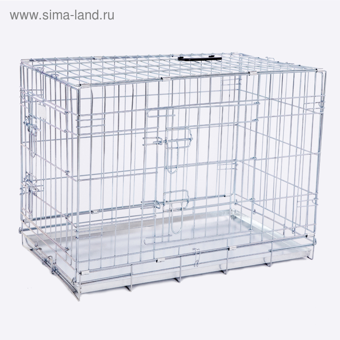 Клетка транспортировочная (выставочная), цинк, 2-х дверная, 60 х 42,5 х 49 см - Фото 1