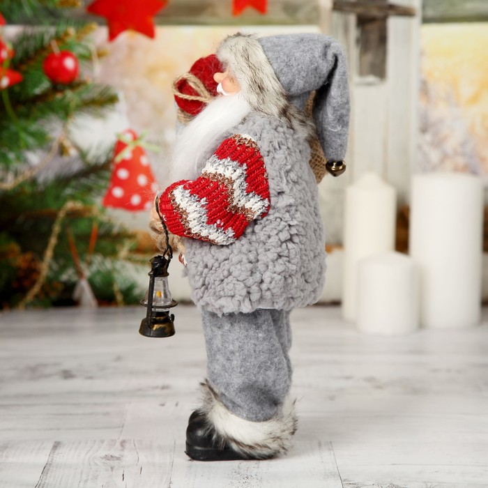 Дед Мороз "В вязаном костюме. с фонарём" 30 см - фото 1908479178