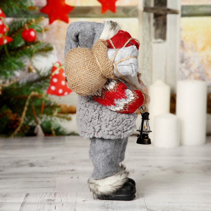 Дед Мороз "В вязаном костюме. с фонарём" 30 см - фото 1908479180