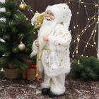 Дед Мороз "В белой звёздной  шубке, с фонарём" 45 см - фото 3838264