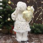 Дед Мороз "В белой звёздной  шубке, с фонарём" 45 см - фото 3838265