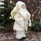 Дед Мороз "В белой звёздной  шубке, с фонарём" 45 см - фото 3838266