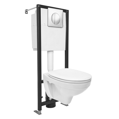 Комплект инсталляции DELFI( сидение термопласт, микролифт, инсталляция BLACK, кнопка, хром глянцевый