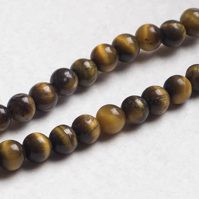 Бусины на нити шар №4 «Тигровый глаз» (92 бусины, +/-40 см)