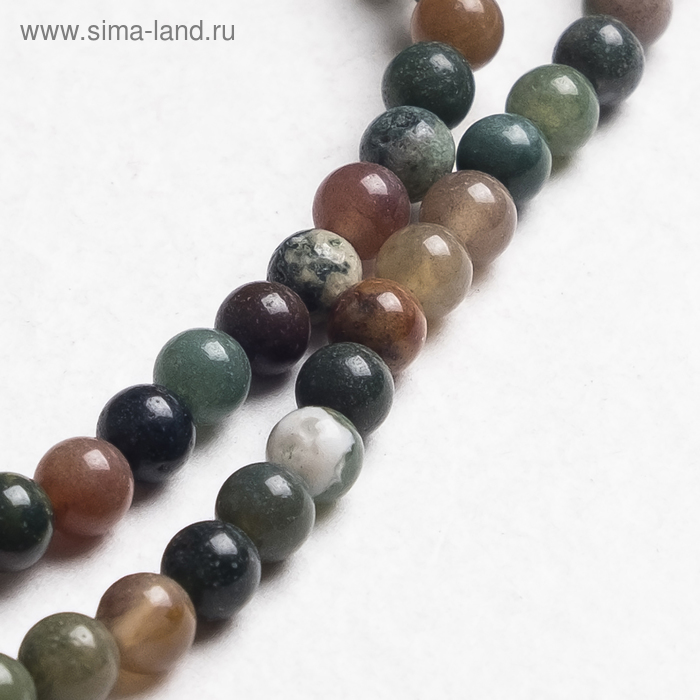 Бусины на нити шар №4 «Яшма» (91 бусина, +/-39см) - Фото 1