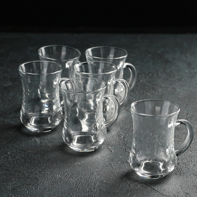Набор кружек «Изгиб», 140 мл, 6 шт., стекло, прозрачный