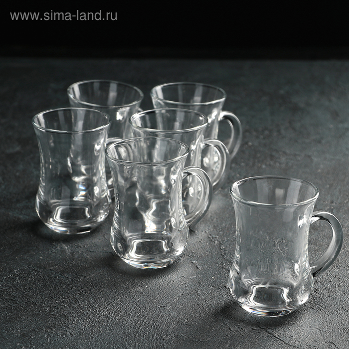 Набор кружек «Изгиб», 140 мл, 6 шт., стекло, прозрачный - Фото 1
