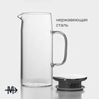 Кувшин для воды Magistro «Богема», 1 л, 9×23 см, стекло, с металлической крышкой, прозрачный, серебристый - Фото 2
