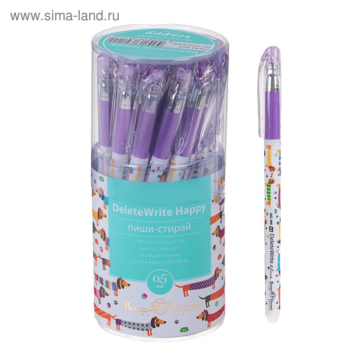 Ручка гелевая со стираемыми чернилами DeleteWrite «Таксы», узел 0.5 мм, синие чернила, матовый корпус Silk Touch - Фото 1