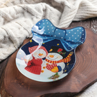 Блюдо стеклянное сервировочное Доляна «Бант. Счастливые снеговики», 18,5×13 см - Фото 2