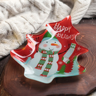 Блюдо стеклянное сервировочное Доляна «Ёлочка. Счастливые каникулы», 16,9×20,3 см - Фото 2