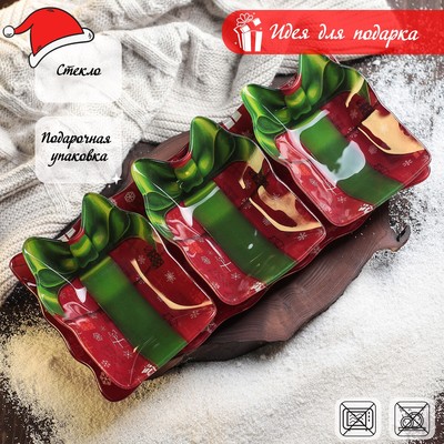 Набор салатников на подставке «Подарочек», 3 шт: салатник 15×10,7 см, подставка 33×14,7×3,5 см