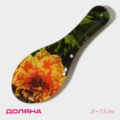 Подставка под ложку Доляна «Хризантема», 21×7.5×1.4 см, стекло, разноцветная