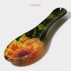 Подставка под ложку Доляна «Хризантема», 21×7.5×1.4 см, стекло, разноцветная - Фото 2