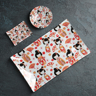 Набор для суши из стекла Доляна «Саката», 3 предмета: соусники 8×2 см, 8×6 см, подставка 25×15×2 см - Фото 2