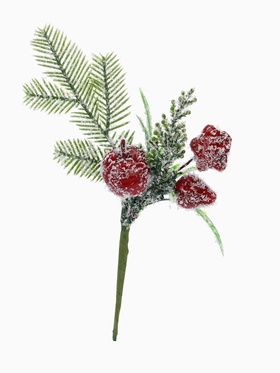 Еловая ветка декоративная «Зимнее волшебство. Очарование», 15 см (комплект 3 шт)