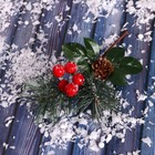 Декор "Зимнее очарование" шишка с ягодками иней 19 см - фото 3107578