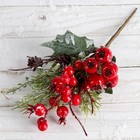 Декор "Зимнее очарование" красные ягоды снежинка, 22 см - фото 3191809