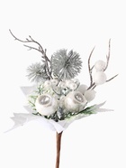 Еловая ветка декоративная «Зимнее волшебство. Сияние», ягоды, хвоя, листья, 19 см 4306280