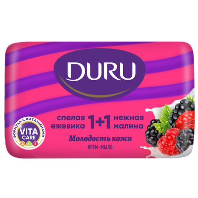 Крем-мыло DURU 1+1 «Малина-ежевика», 80 г