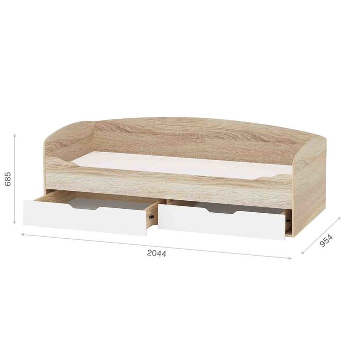 Кровать-топчан «Стелс» с основанием ЛДСП, 90 × 200 см, цвет дуб сонома / белый - фото 1908479636