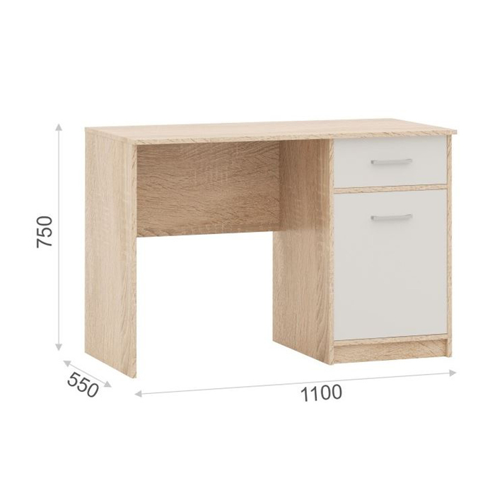 Стол письменный «Стелс 110», 1 ящик, 1100 × 550 × 750 мм, цвет дуб сонома / белый - фото 1905572454
