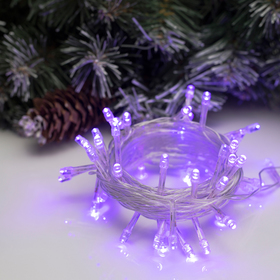 Гирлянда «Нить», 5 м, серебристая нить, 50 LED, 220 В, 8 режимов, свечение фиолетовое, УЦЕНКА 4539583