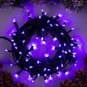 Гирлянда «Нить» 10 м, IP20, тёмная нить, 100 LED, свечение фиолетовое, 8 режимов, 220 В, УЦЕНКА 4539654