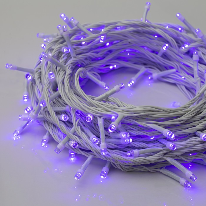 Гирлянда «Нить» 20 м, IP20, белая нить, 200 LED, свечение фиолетовое, 8 режимов, 220 В, УЦЕНКА