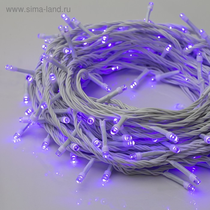 УЦЕНКА Гирлянда «Нить», 20 м, IP20, 200 LED, 220 В, 8 режимов, белая нить, свечение фиолетовое - Фото 1