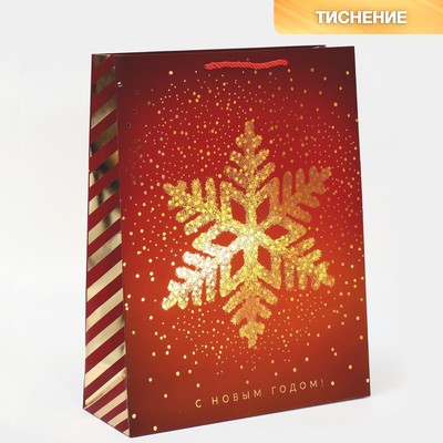 Пакет «Золотая снежинка», 31×40×11 см