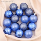 Ёлочные игрушки «Камея», шары новогодние, d=3 см, набор 24 шт., голубой - Фото 1