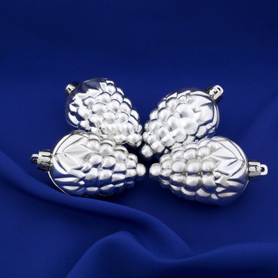 Украшение ёлочное "Виноград" (набор 4 шт) 6 см серебро