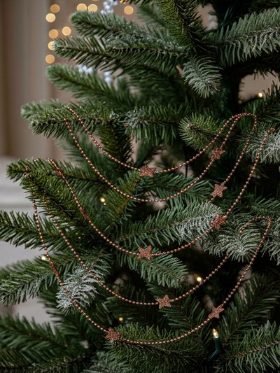 Бусы на ёлку «Объёмные звёзды», длина 2.7 м, бронзовые