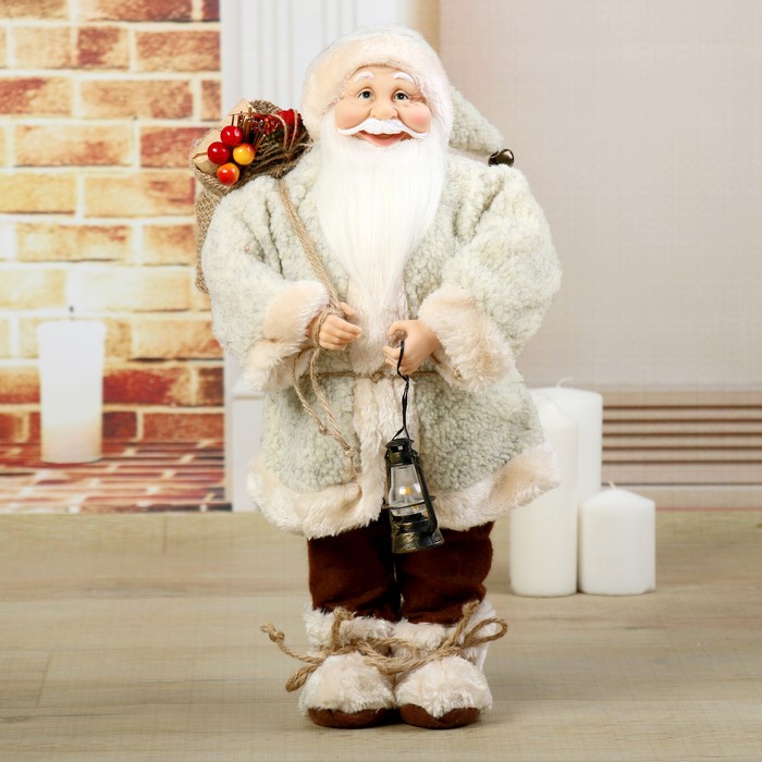 Дед Мороз "В шубке, с фонариком и гостинцами" 46 см - фото 1908479749