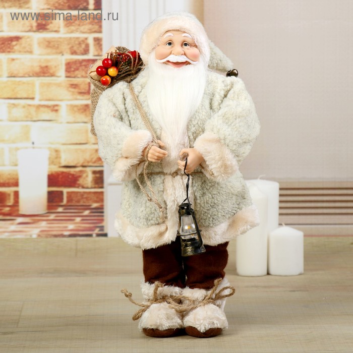 Дед Мороз "В шубке, с фонариком и гостинцами" 46 см - Фото 1