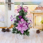 Искусственная ёлка настольная «Зимнее волшебство. Зимний лес» 27 см, ветки ПВХ отгибаются, сиреневая - Фото 2