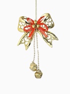Ёлочная игрушка «Зимнее волшебство. Бантик с бубенчиками» пластик, 11.5×10 см, золотисто-красный - Фото 4