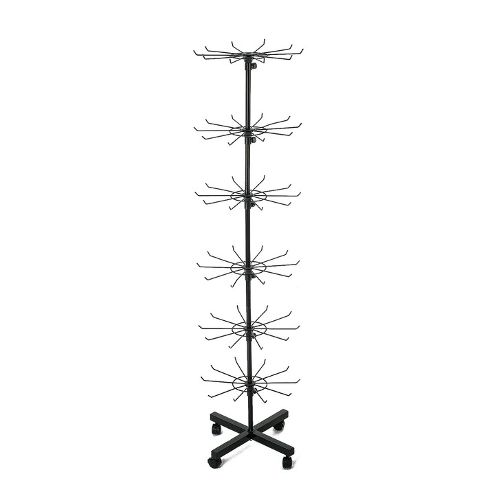 Вертушка, 6 ярусов по 10 крючков, 40×40×162 см, цвет чёрный - фото 1907021804